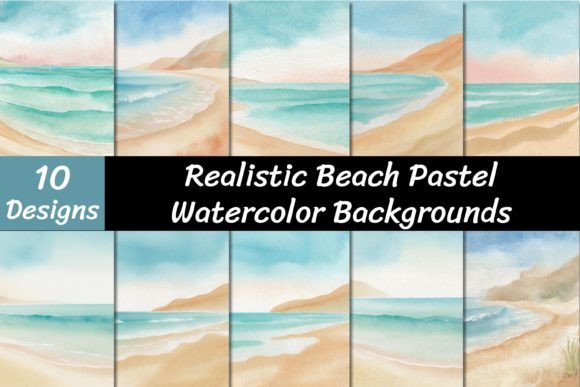 Beach Pastel Watercolor Backgrounds: A Soft Coastal Palette