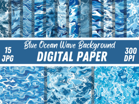 Blue Ocean Waves Paper Backgrounds: Deep Digital Textures for 2024