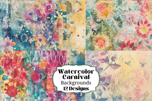 Bring the Festive Spirit: 12 Watercolor Backgrounds Carnival