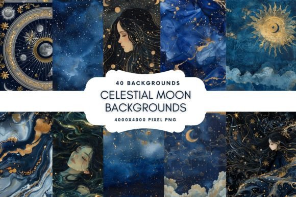 Celestial Moon Zodiac Backgrounds for Creative Projects
