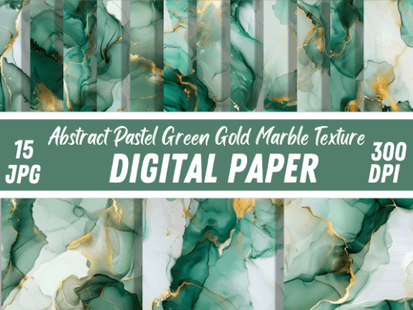 Elevate Your Projects with Pastel Green Gold Marble Backgrounds