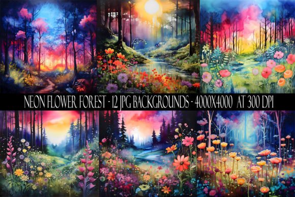 Exploring the Luminous World of Neon Flower Forest Backgrounds