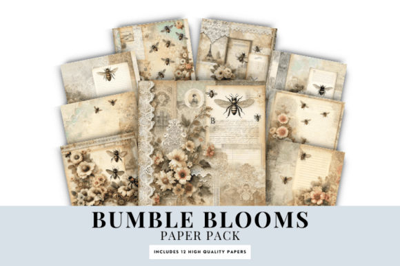 Floral Bee Vintage Paper Backgrounds: A Timeless Design Asset