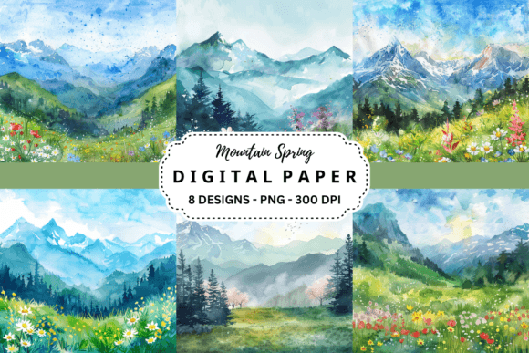 Mountain Spring Backgrounds: Fresh Digital Assets for Modern Design