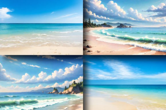 Summer Beach Scene Landscape Backgrounds