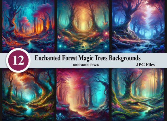 Transform Your Projects with Enchanted Forest Magic Trees Backgrounds