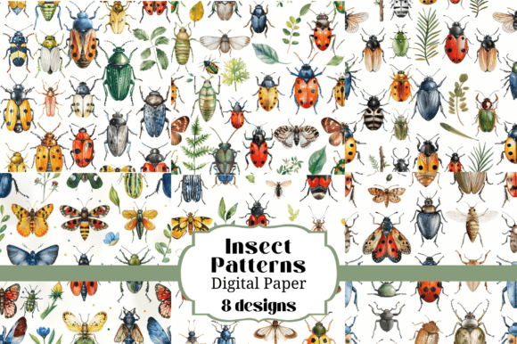Unlock Nature's Charm: 8 Seamless Insects Backgrounds Patterns