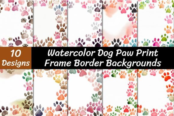 Watercolor Dog Paw Print Backgrounds for Creative Projects